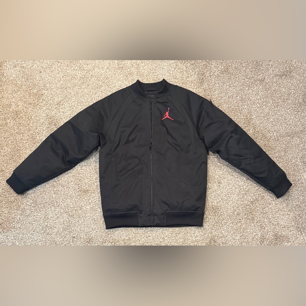 Jordan Black Bomber Jacket with Red Emblem Youth Size Extra Large